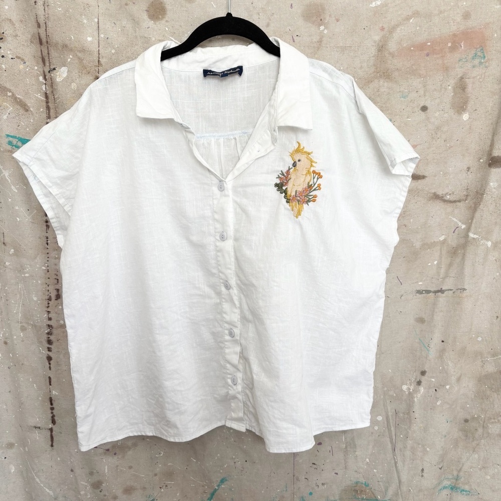 Princess Highway Embroidered Parrot Top